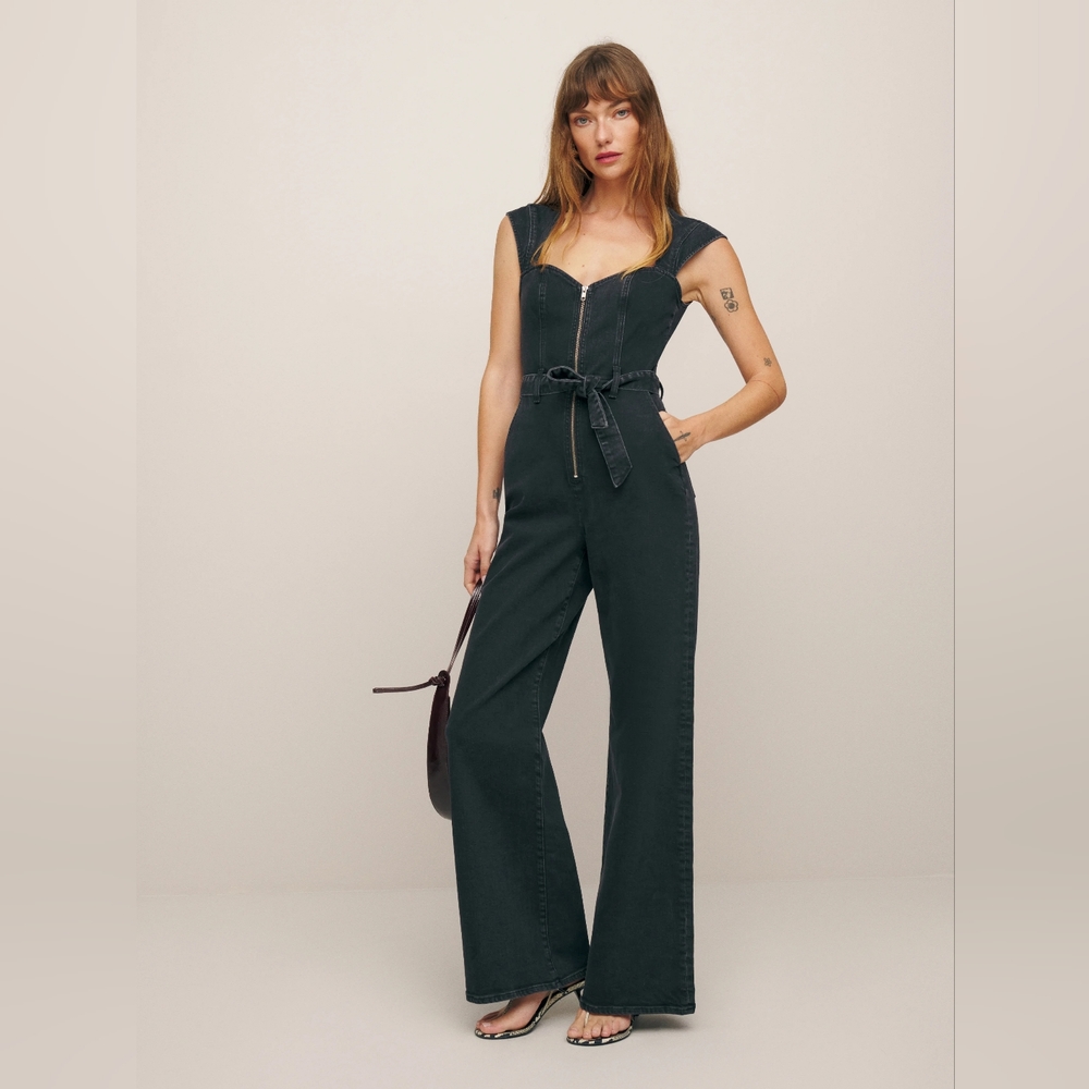Calypso Wide Leg Denim Jumpsuit - Picture 4 of 6